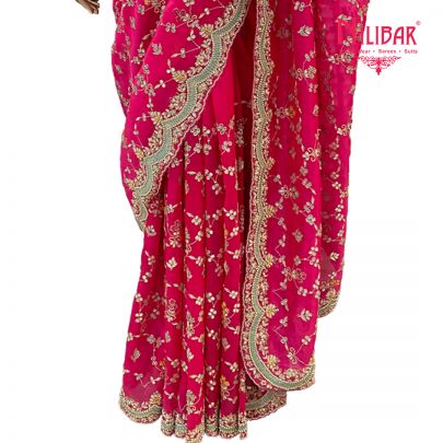 Cerise Pink Organza Saree