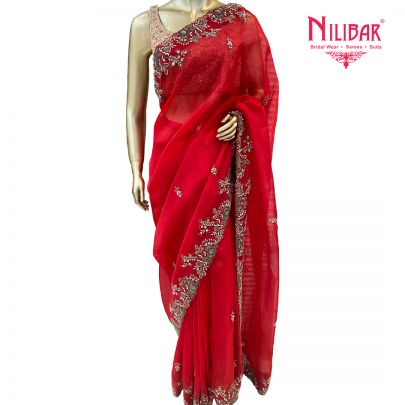 Candy Red Saree