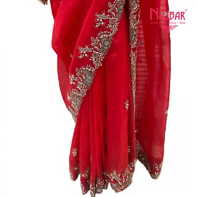 Candy Red Saree