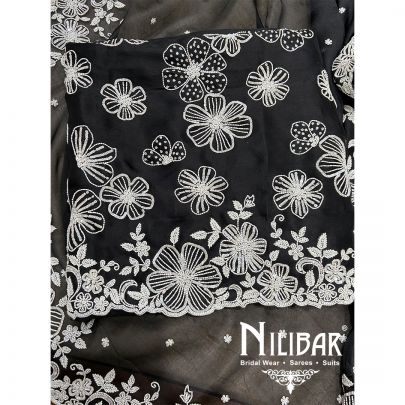 Black Organza Unstitched Suit