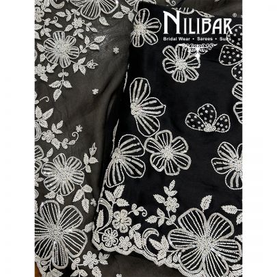 Black Organza Unstitched Suit