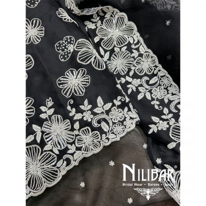 Black Organza Unstitched Suit