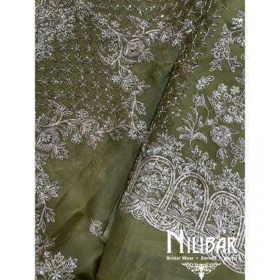 Mehandi Green Organza Unstitched Suit