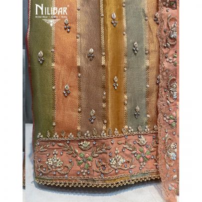 Multicolor Organza Unstitched Suit