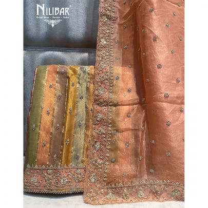 Multicolor Organza Unstitched Suit