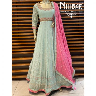 Pista Green and Pink Anarkali