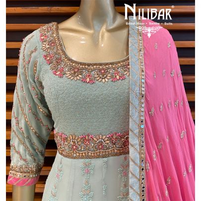Pista Green and Pink Anarkali