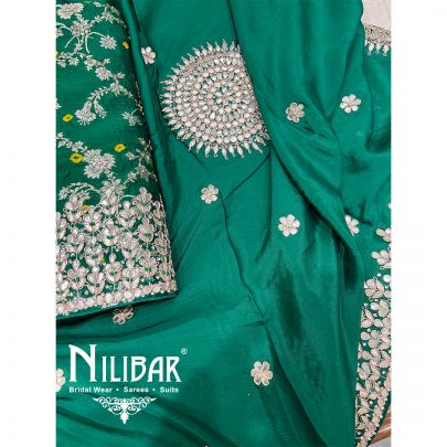 Bottle Green Silk Unstitched Suit