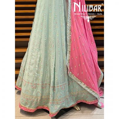 Pista Green and Pink Anarkali