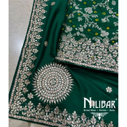 Bottle Green Silk Unstitched Suit