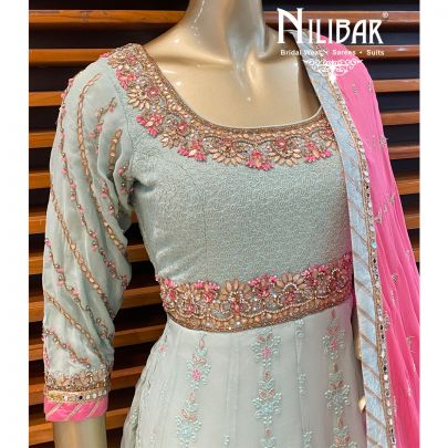 Pista Green and Pink Anarkali