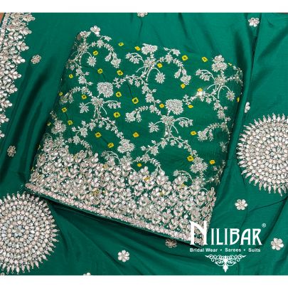 Bottle Green Silk Unstitched Suit