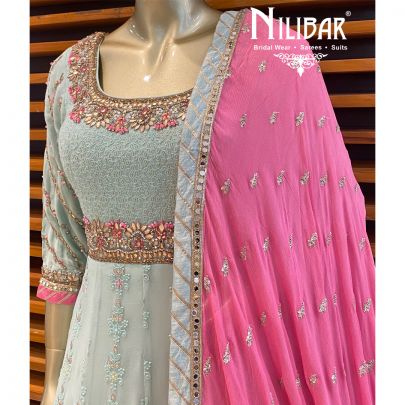 Pista Green and Pink Anarkali