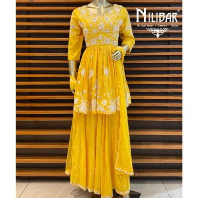 Yellow Silk Palazzo Suit