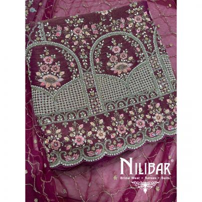 Lame Silk Net Unstitched Suit