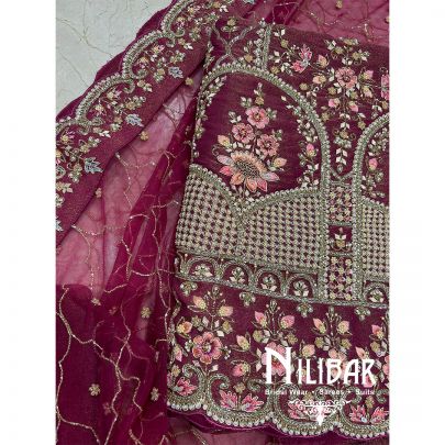 Lame Silk Net Unstitched Suit