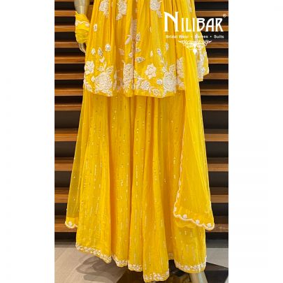Yellow Silk Palazzo Suit