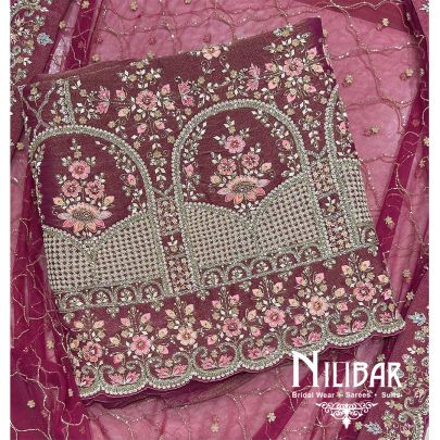 Lame Silk Net Unstitched Suit