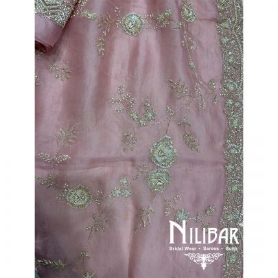 Pastel Pink Organza Unstitched Suit