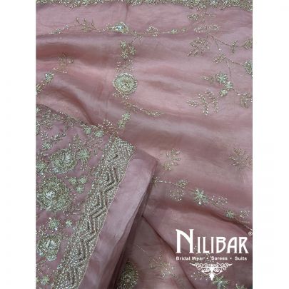 Pastel Pink Organza Unstitched Suit