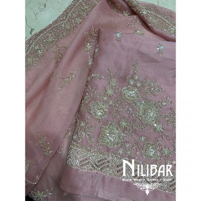 Pastel Pink Organza Unstitched Suit
