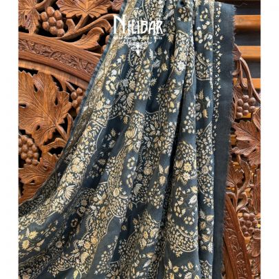 Greyish Blue Embroidered Pashmina Shawl
