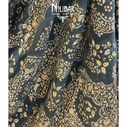 Greyish Blue Embroidered Pashmina Shawl