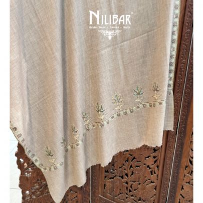 Beige Pashmina Embroidered Shawl