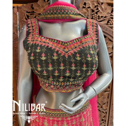 Pink Crepe Net Printed Lehenga