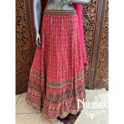 Pink Crepe Net Printed Lehenga