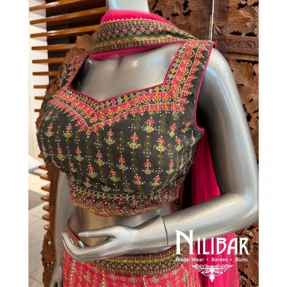 Pink Crepe Net Printed Lehenga
