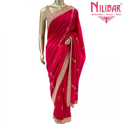 Ruby Pink Silk Saree