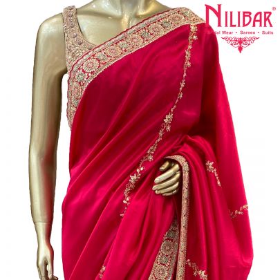 Ruby Pink Silk Saree