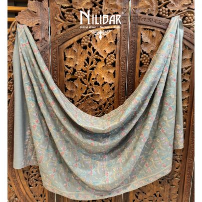 Grey Pashmina Embroidered Shawl