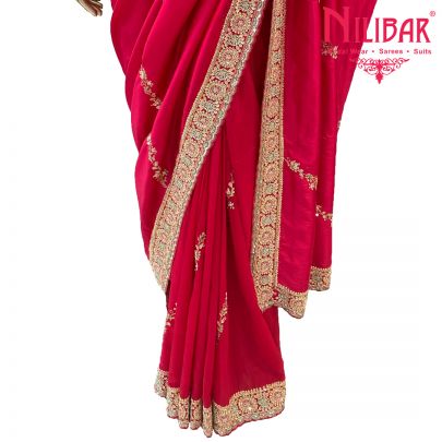 Ruby Pink Silk Saree