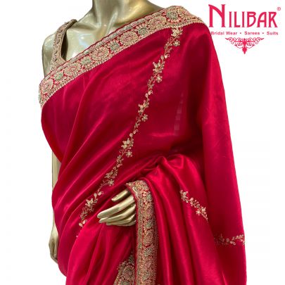 Ruby Pink Silk Saree