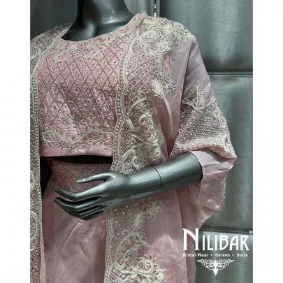 Powder Pink Silk Organza Indo Western Suit