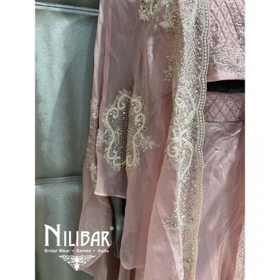 Powder Pink Silk Organza Indo Western Suit