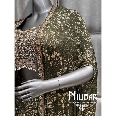 Mehandi Green Georgette Indo Western Suit