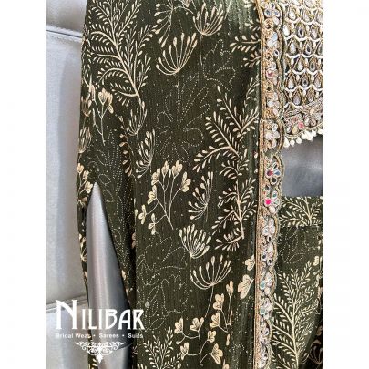 Mehandi Green Georgette Indo Western Suit