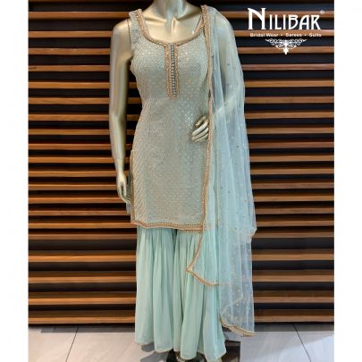 Pistachio Green Georgette Sharara Suit