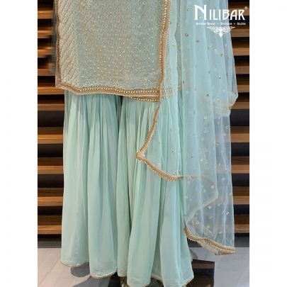 Pistachio Green Georgette Sharara Suit