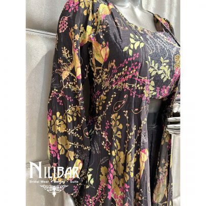 Black Crepe Cutdana Indo Western Suit
