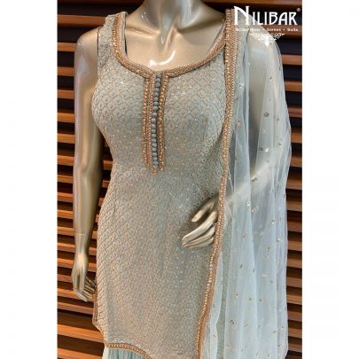 Pistachio Green Georgette Sharara Suit