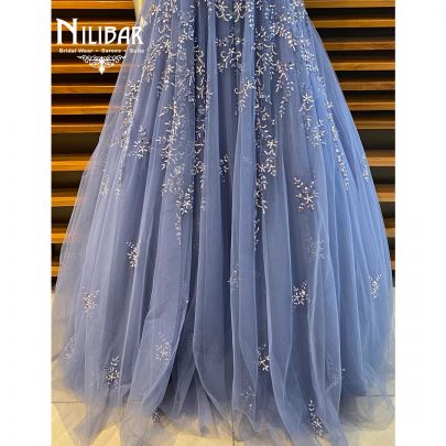 Steel Blue Net Gown