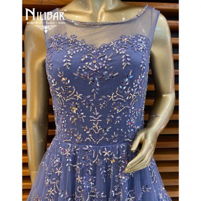Steel Blue Net Gown