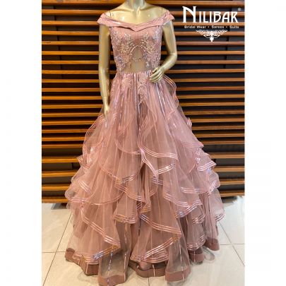 Rosewood Pink Net Gown