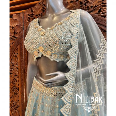Pastel Blue Silk Casual Lehenga
