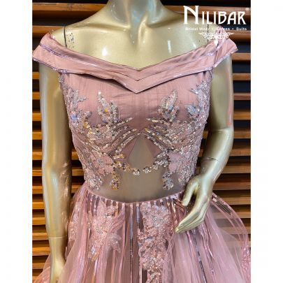 Rosewood Pink Net Gown