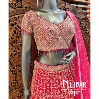 Hot Pink Georgette Casual Lehenga